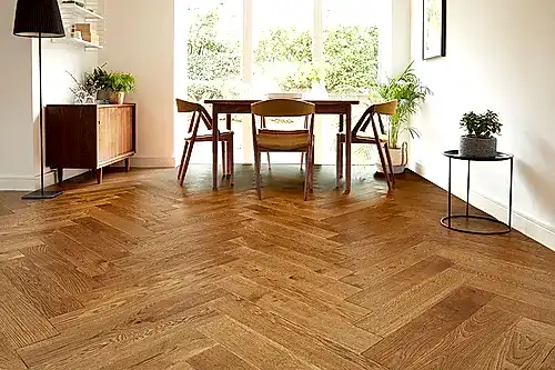 Home Choice Herringbone Engineered European Rustic Oak Flooring 14mm x 130mm Brown Sugar Lacquered
