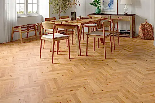 Galleria Professional Solid European Rustic Oak Herringbone Flooring 18mm x 70mm Natural UV Lacquered
