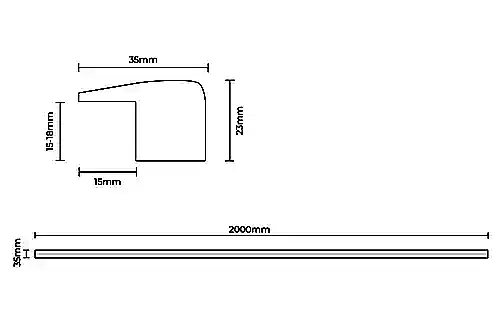 Solid Hardwood End Profile 2m White Wash