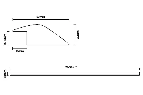 Solid Hardwood Ramp Profile 2m Espresso Natural Oak