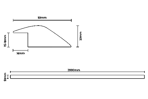 Solid Hardwood Ramp Profile Oak 2m