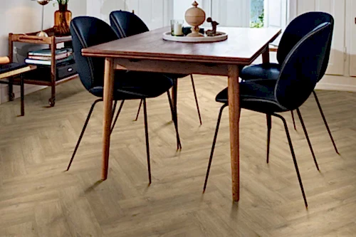 Spectra Luxury Acoustic Rigid Core Click Vinyl Flooring Latte Oak Herringbone Built-In Underlay
