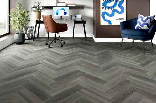 Spectra Luxury Rigid Core Click Vinyl Pewter Grey Herringbone Built-in Underlay