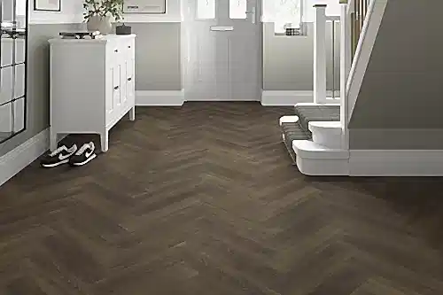 Spectra Luxury Rigid Core Click Vinyl Rich Chocolate Brown Herringbone Built-in Underlay